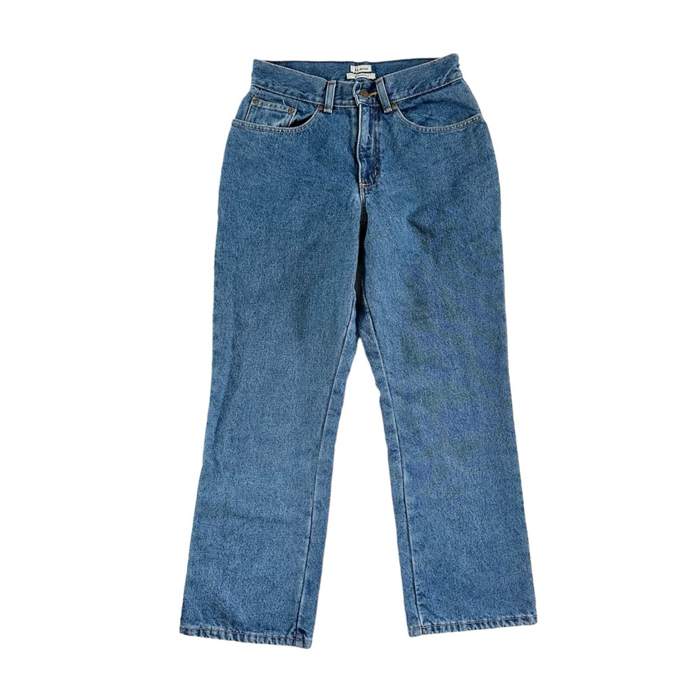 LL Bean‎ Straight Leg Flannel Lined Denim Jeans Blue Size 8 Petite